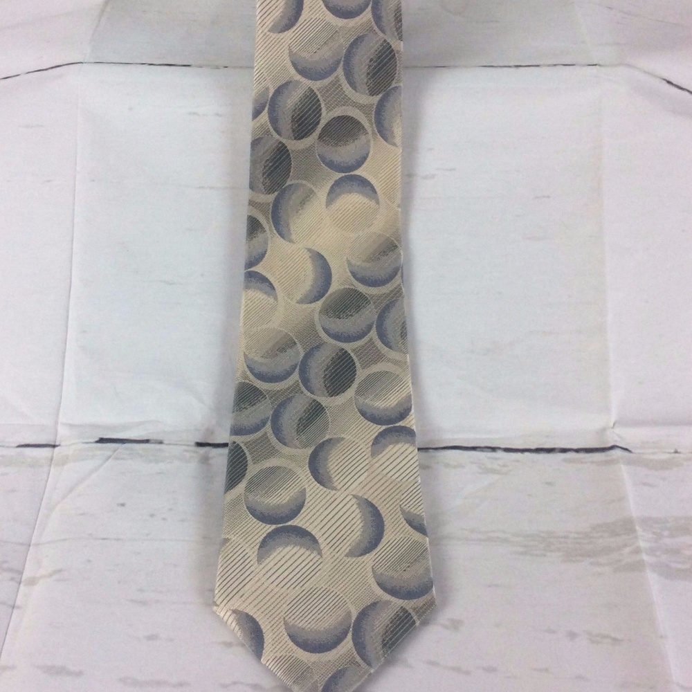Balmain Paris Mens Geometric Gray Blue Necktie